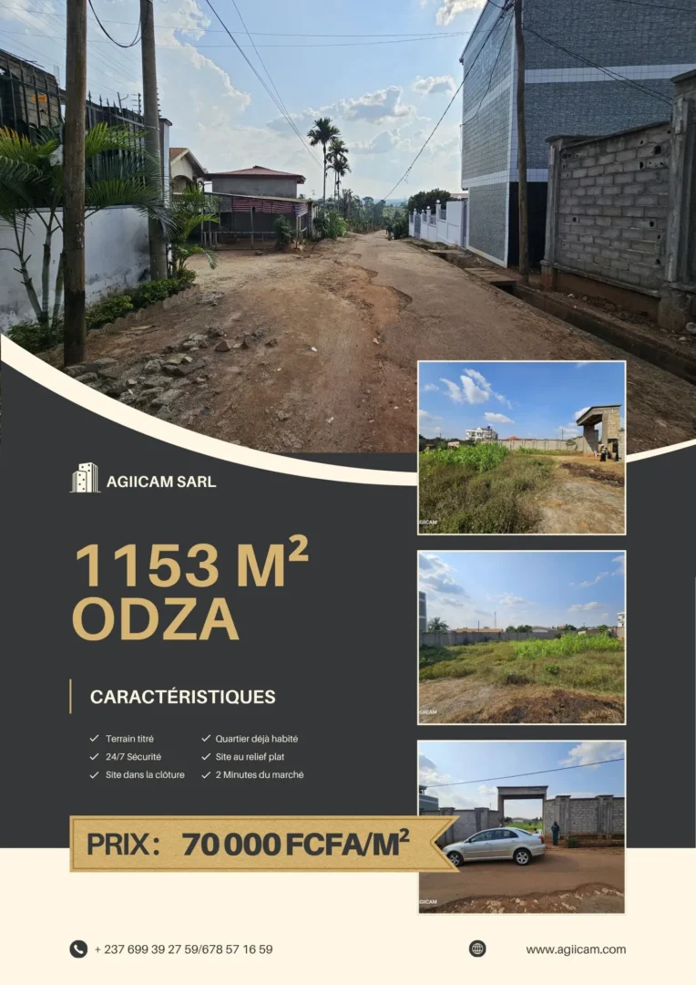 Terrain titré de 1153m² à vendre à Odza Borne 12 YAOUNDE