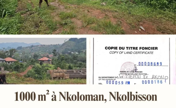 TERRAIN TITRÉ À VENDRE À NKOLOMAN YAOUNDE CAMEROUN