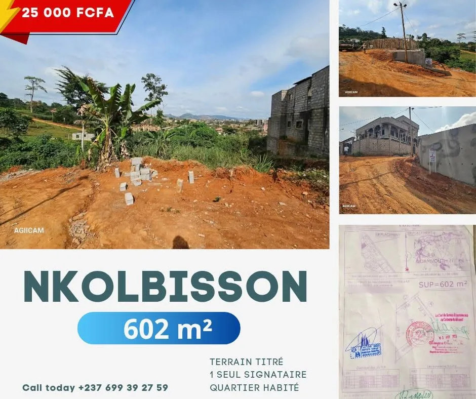 VENTE TERRAIN TITRÉ A NOUVELLE ROUTE NKOLBISSON YAOUNDE