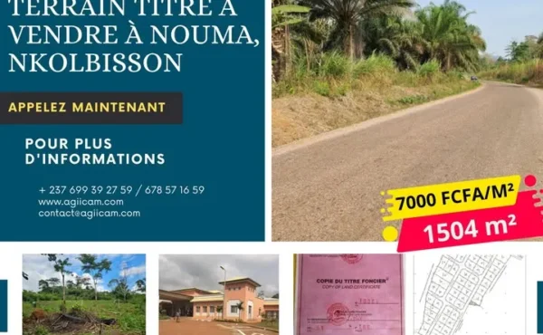 Terrain titré de 1504 m² à vendre à Nouma Nkolbisson, YAOUNDÉ