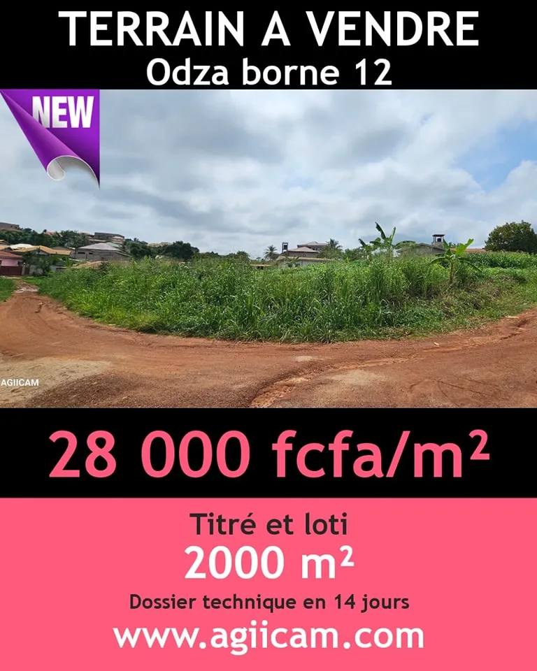 Terrain commercial de 2000 m² à vendre à Odza, Yaoundé.